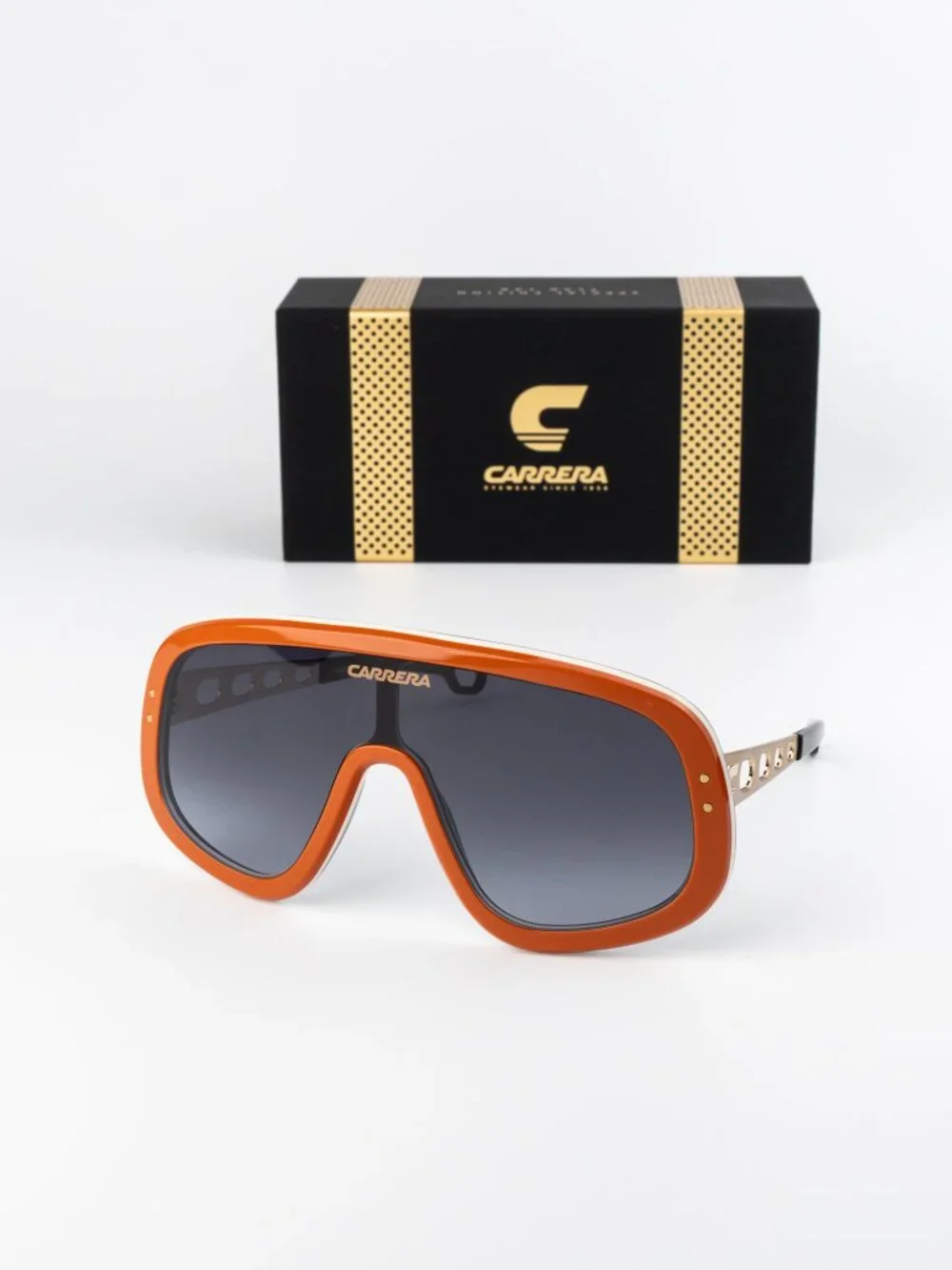 Carrera Men Sunglasses Orange Grey Shield FLAGLAB 17 0C3E 9O NEW AUTHENTIC
